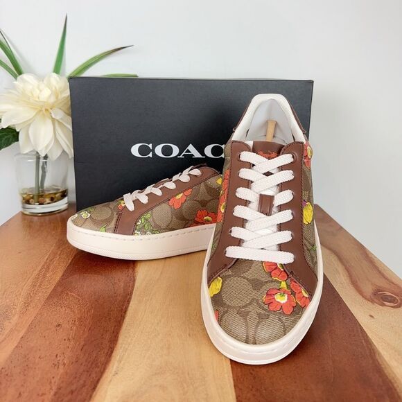 NWT Coach Clip Low Top Sneaker In Signature Canvas With Floral Print‎ size US6 - Picture 1 of 12